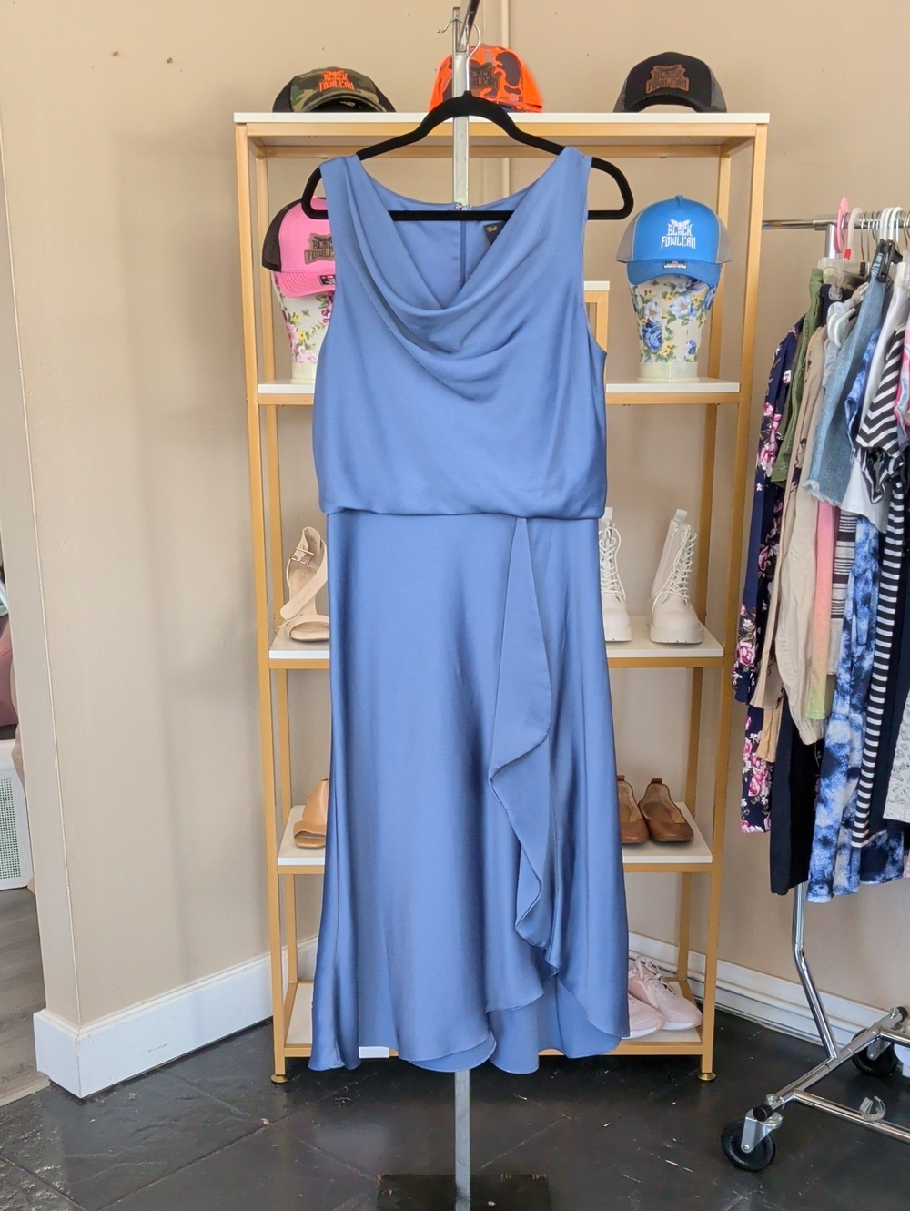 Just...Taylor Periwinkle Cowl-Neck Midi Dress